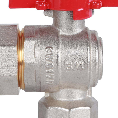 Шаровой кран угловой с американкой 3/4" ВН/НР, ручка бабочка (Rommer)