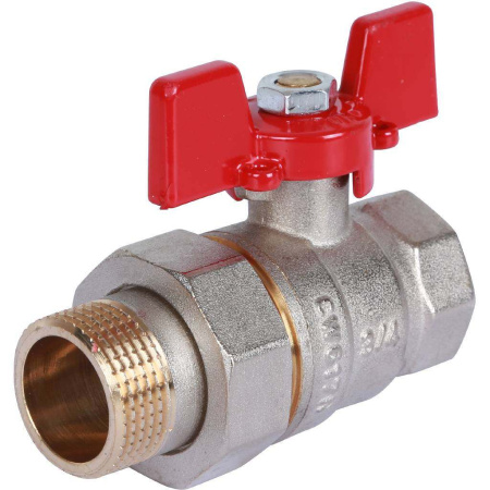 Шаровой кран с американкой 3/4" ВН/НР, ручка бабочка (Rommer)