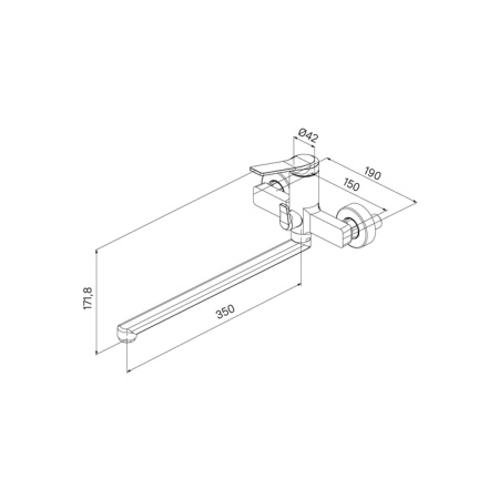 Смеситель для ванны с длинным изливом, глянцевый хром, Parker, IDDIS, PARSB02i10WA