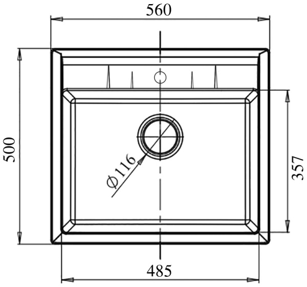 Мойка кухонная GranFest QUADRO GF-Q-561 1-чаш. 560*500 мм топаз