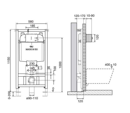 Инсталляция OLI74 PLUS (0580*1130*0120), механическая, Happy Air. арт 048590