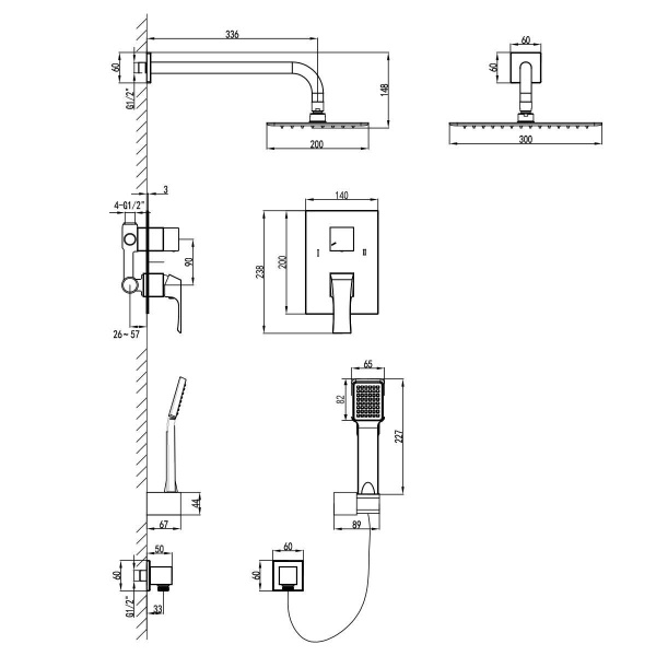 Смеситель Lemark Unit LM4529C для душа встраиваемый с доп. 1-функц. лейкой