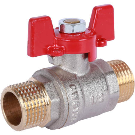 Шаровой кран 1/2" НР/НР, ручка бабочка (Rommer)