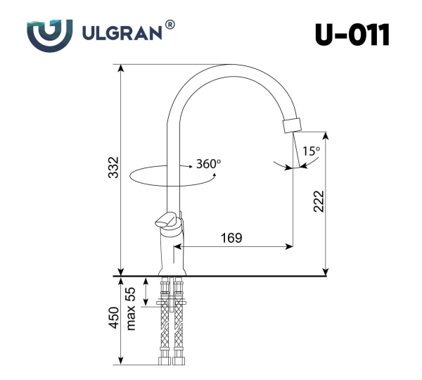 Смеситель для кухни Ulgran U-011-308, черный