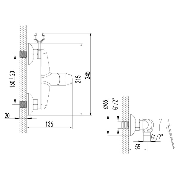 Смеситель Lemark Partner LM6559C для душа, хром