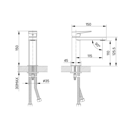 Смеситель для умывальника, Bridge, IDDIS, BRDSB00i01