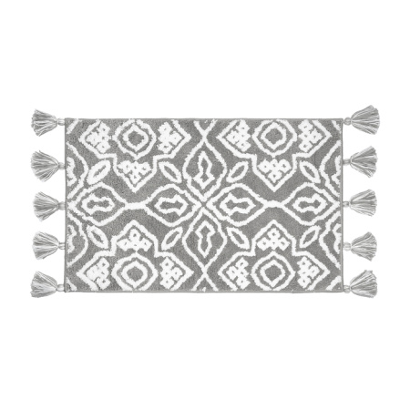 Коврик для ванной комнаты с кисточками, 50x80, микрофибра, серый, IDDIS, DT01P58i12