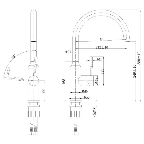 Смеситель Lemark Expert LM5079S для кухни с поворотным изливом, сталь