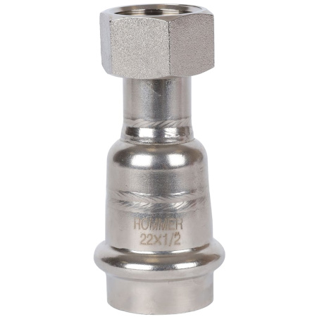 ROMMER RSS-0026-002212 ROMMER Переходник с накидной гайкой-ВР, 22х1/2, из нержавеющей стали прессовой