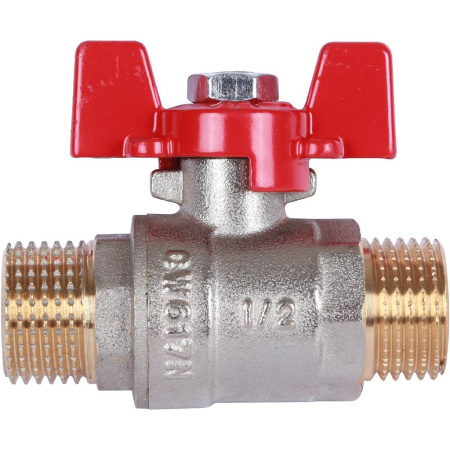 Шаровой кран 1/2" НР/НР, ручка бабочка (Rommer)