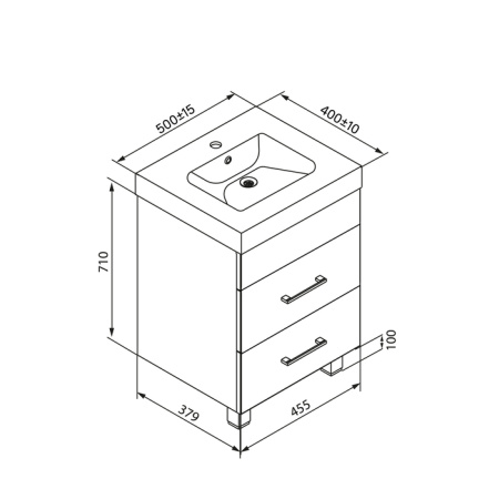 Тумба с умывальником, напольная, 50 см, белая, New Custo, IDDIS, NCU50W0i95K