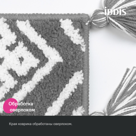 Коврик для ванной комнаты с кисточками, 50x80, микрофибра, серый, IDDIS, DT01P58i12