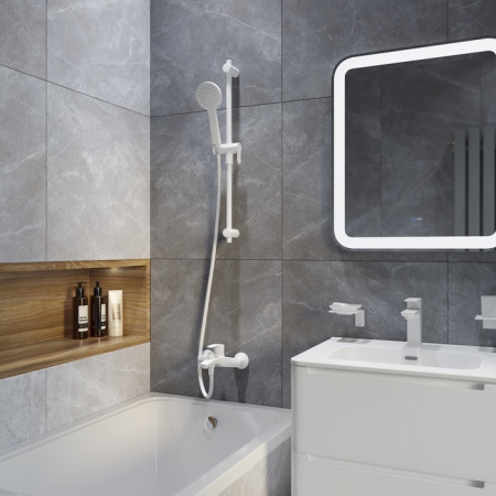 Шланг для душа, белый матовый, силиконовый, 1,5м, Optima Home, IDDIS, OPH15WLi19